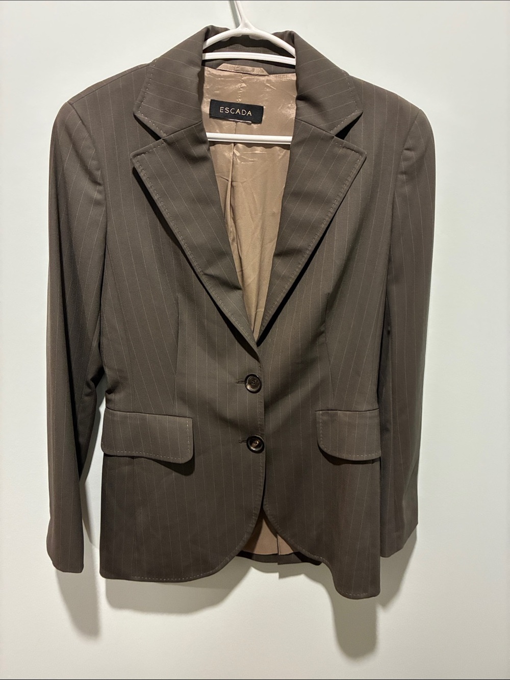 Escada Vintage Brown Pinstripe Single-Breasted Blazer Size S/M